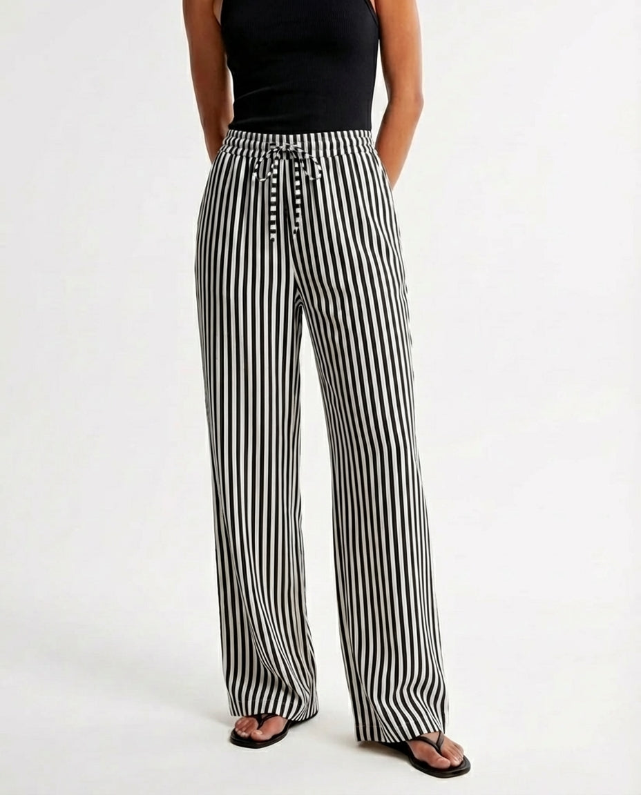 Rebeca | Pantalón de Pierna Ancha con Rayas Verticales