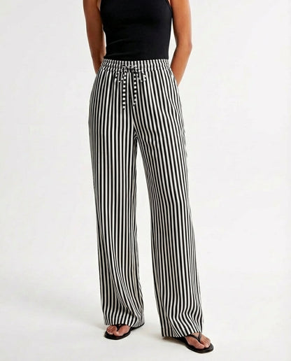 Rebeca | Pantalón de Pierna Ancha con Rayas Verticales