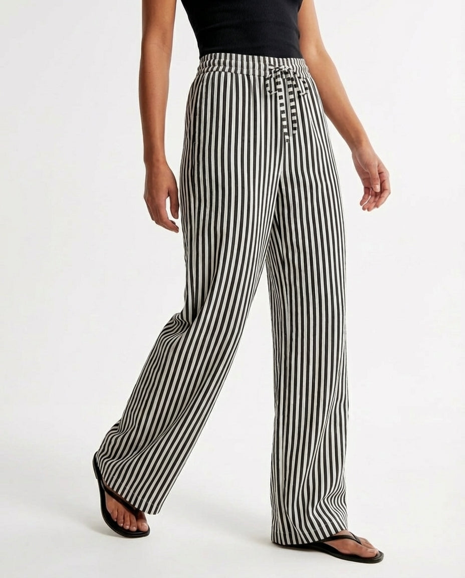 Rebeca | Pantalón de Pierna Ancha con Rayas Verticales