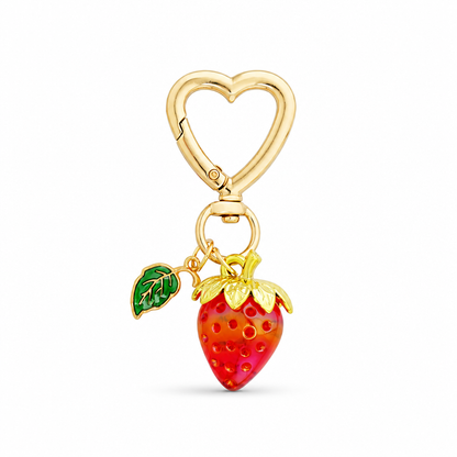 Gloria | Charm fresa con hoja dorada de acero