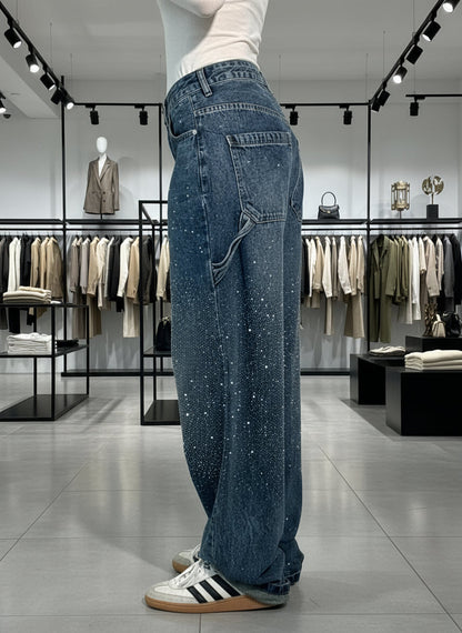 Brillante – Jeans Anchos con Detalles Brillantes