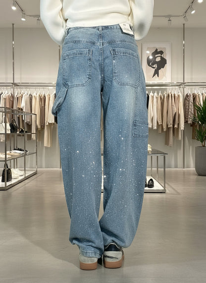 Brillante – Jeans Anchos con Detalles Brillantes