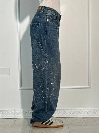 Brillante – Jeans Anchos con Detalles Brillantes