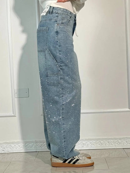 Brillante – Jeans Anchos con Detalles Brillantes