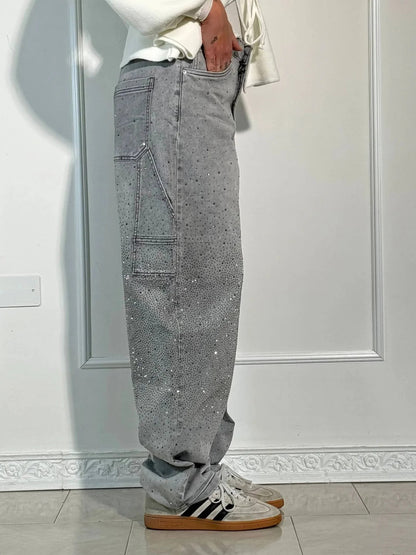 Brillante – Jeans Anchos con Detalles Brillantes