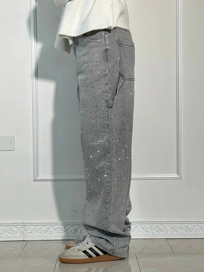 Brillante – Jeans Anchos con Detalles Brillantes