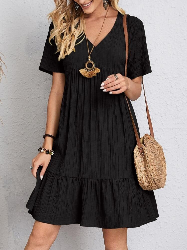Laia | Vestido Corto Volantes Escote V Manga Corta