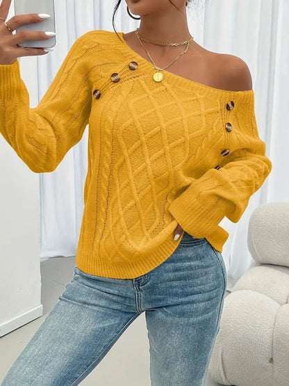 Celia | Jersey Fino de Punto Cuello Redondo Botones