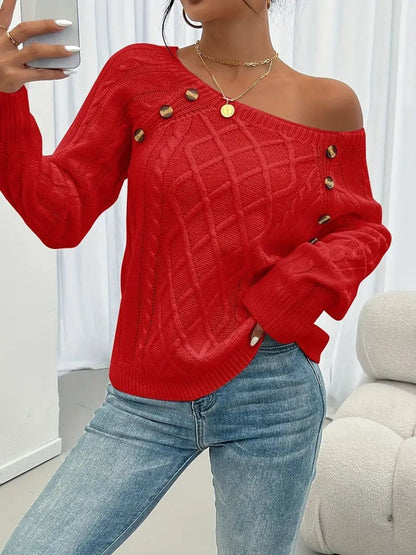 Celia | Jersey Fino de Punto Cuello Redondo Botones