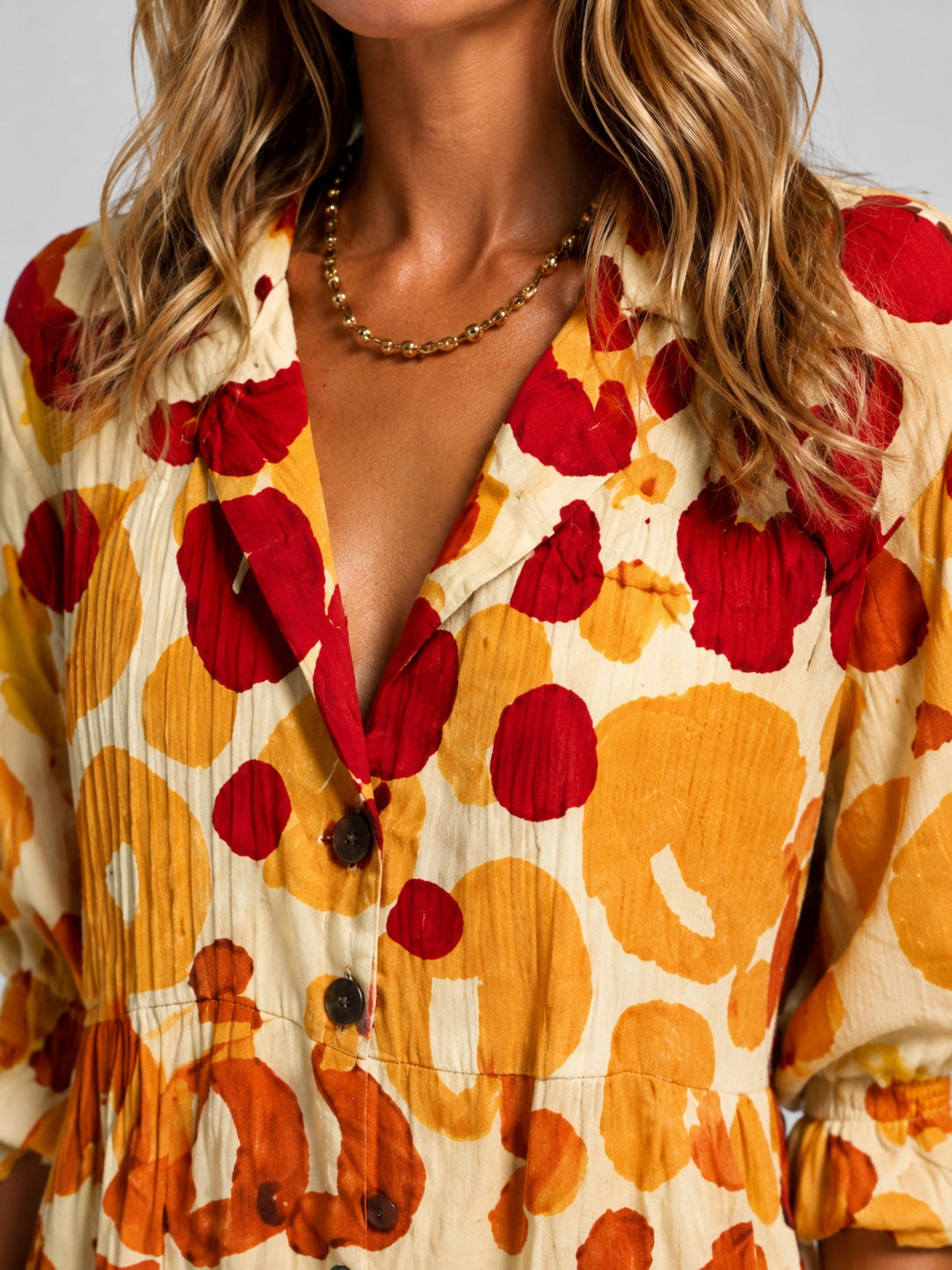 Nuria | Vestido Largo Camisero con Estampado Artístico