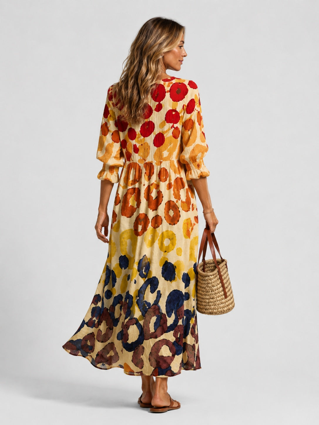 Nuria | Vestido Largo Camisero con Estampado Artístico