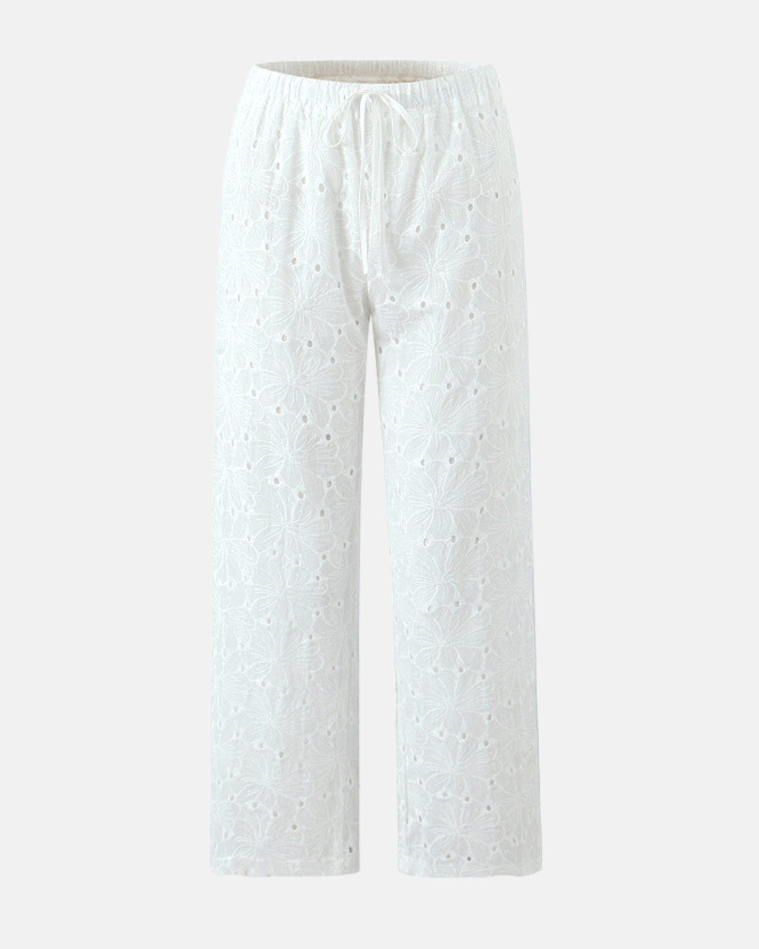 Claudia | Pantalón de Pierna Recta con Bordado Calado