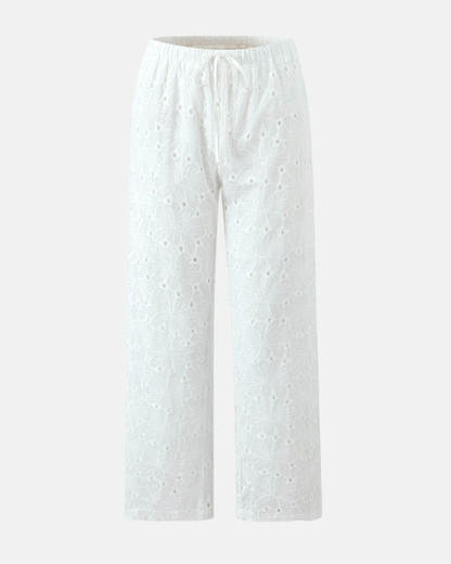 Claudia | Pantalón de Pierna Recta con Bordado Calado