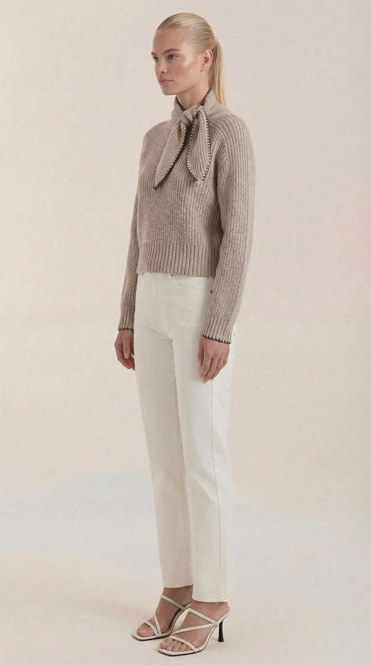 Felisa | Jersey Canalé Cropped Cuello Solapa Estilo Vintage