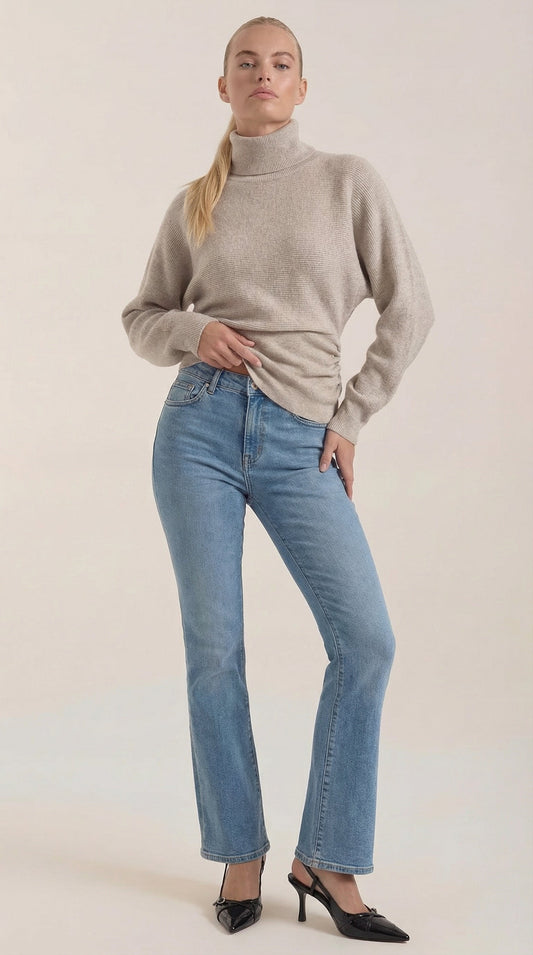 Leocadia | Jersey de Cuello Alto con Textura Acanalada Punto Fino
