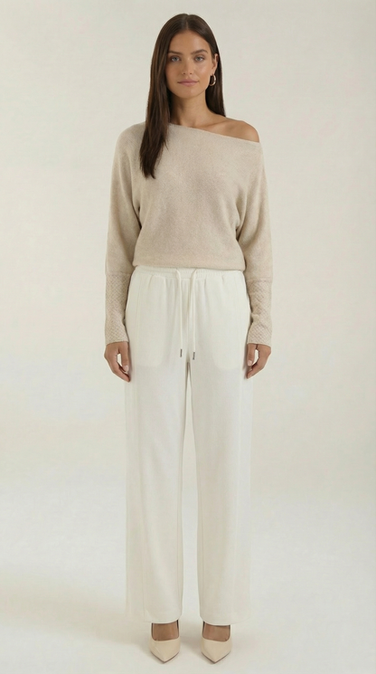 Remedios | Jersey de Punto Off-Shoulder Holgado Manga Larga