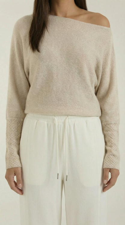 Remedios | Jersey de Punto Off-Shoulder Holgado Manga Larga
