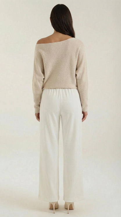 Remedios | Jersey de Punto Off-Shoulder Holgado Manga Larga