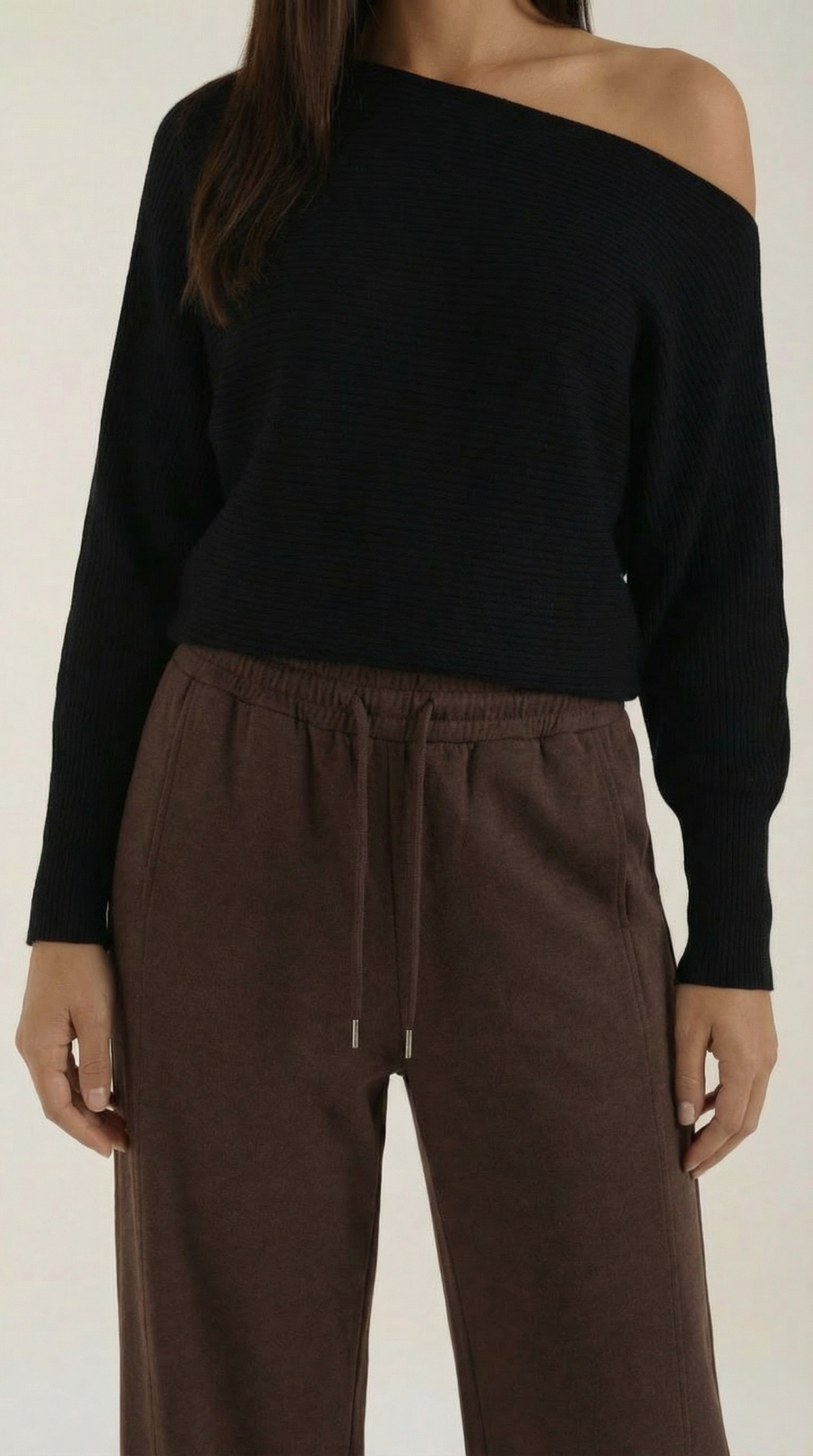 Remedios | Jersey de Punto Off-Shoulder Holgado Manga Larga