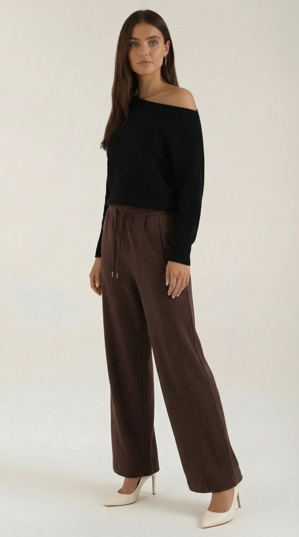 Remedios | Jersey de Punto Off-Shoulder Holgado Manga Larga