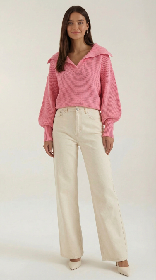 Josefina | Jersey de Punto Grueso Oversize Escote V Hombros Caídos