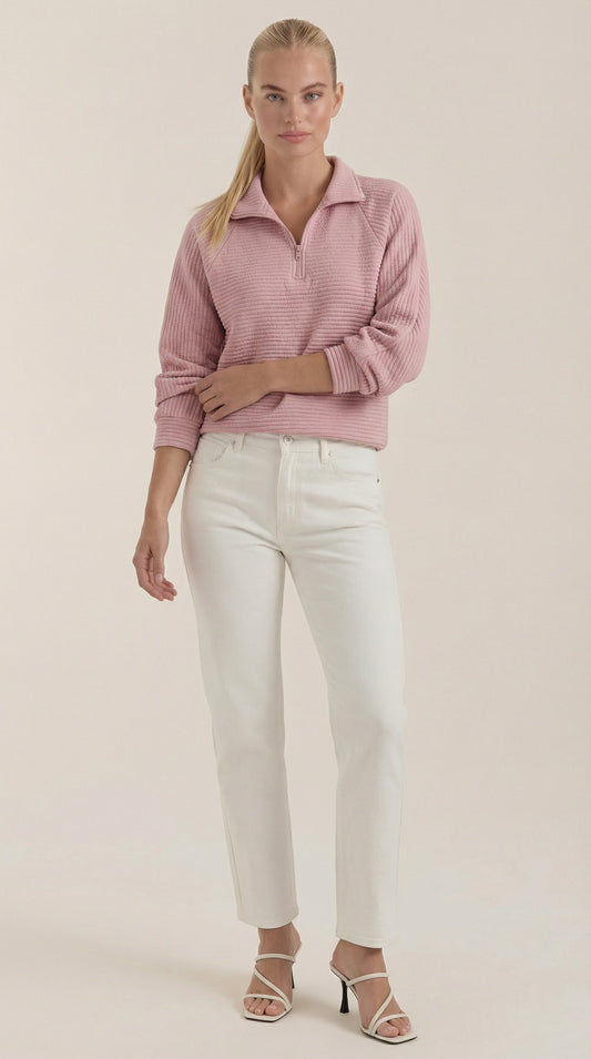Herminia | Jersey Polo Pullover con Media Cremallera Oversize