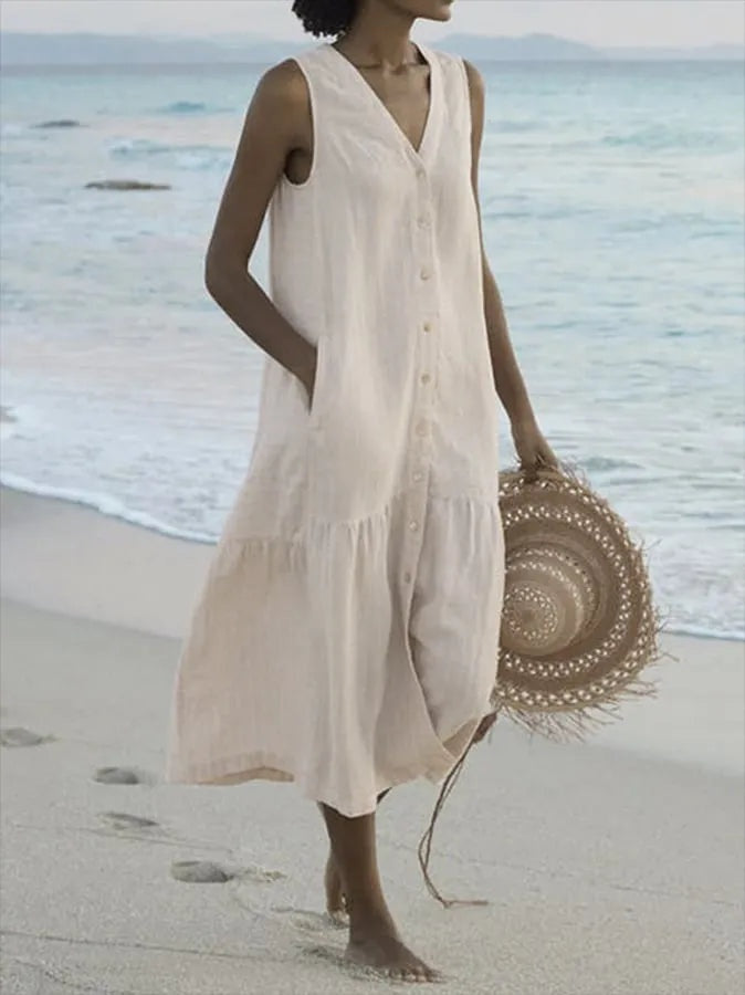 Virtudes | Vestido Largo de Verano con Escote en V y Tirantes