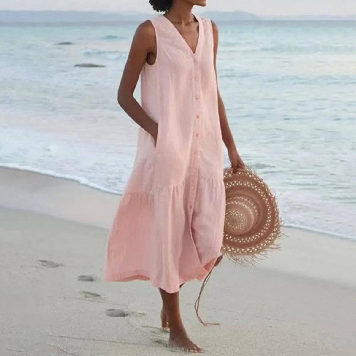 Virtudes | Vestido Largo de Verano con Escote en V y Tirantes