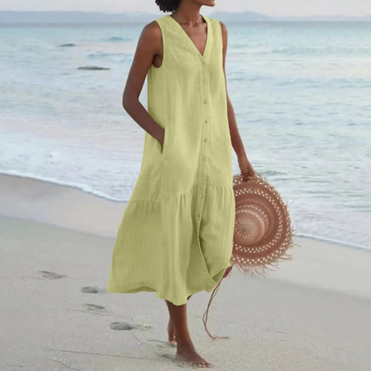 Virtudes | Vestido Largo de Verano con Escote en V y Tirantes