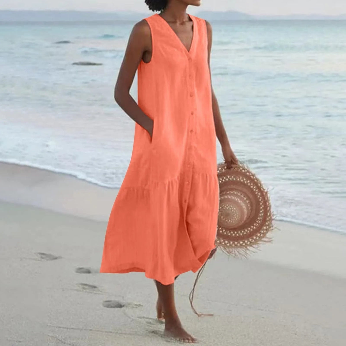 Virtudes | Vestido Largo de Verano con Escote en V y Tirantes