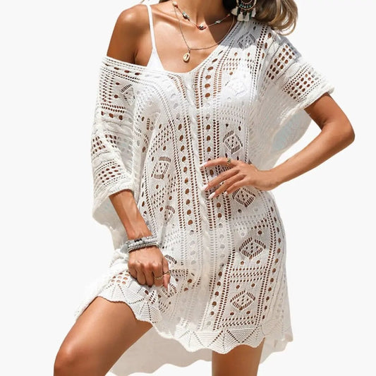 Cayetana | Vestido Corto de Playa en Crochet Calado