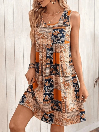 Martina | Vestido Boho Corto Patchwork Sin Mangas