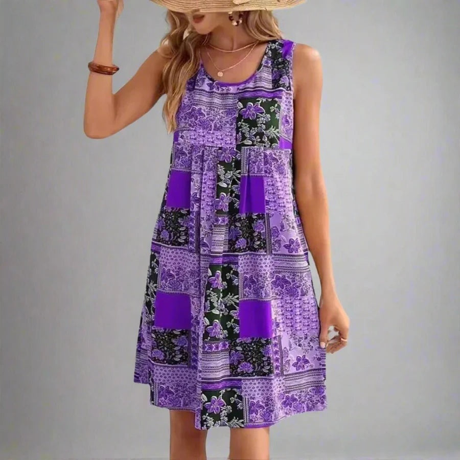 Martina | Vestido Boho Corto Patchwork Sin Mangas