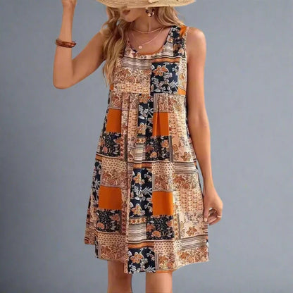 Martina | Vestido Boho Corto Patchwork Sin Mangas