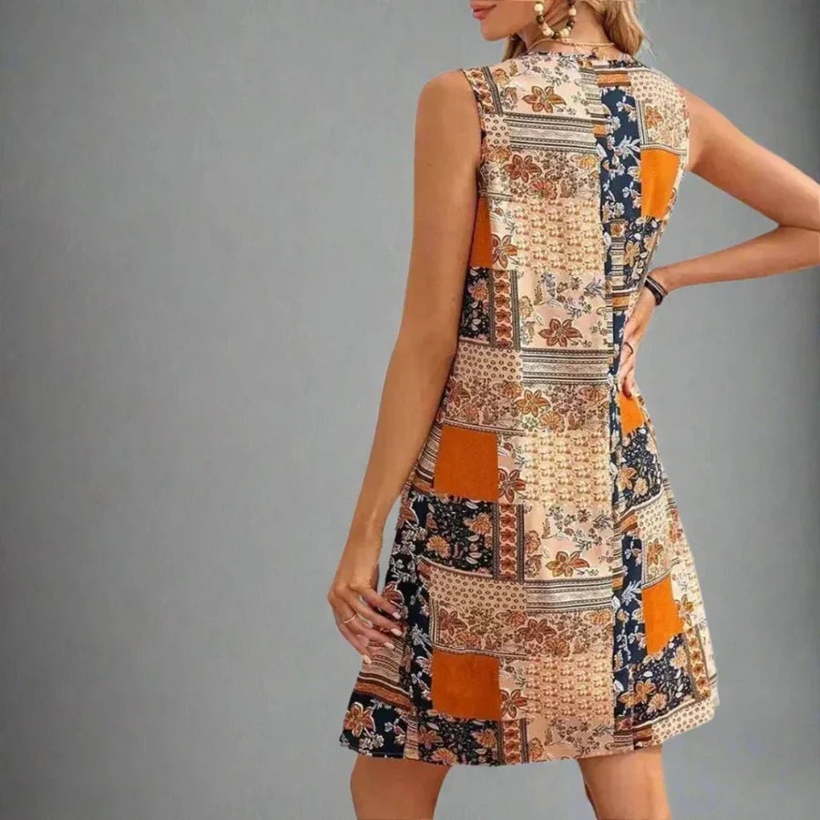 Martina | Vestido Boho Corto Patchwork Sin Mangas