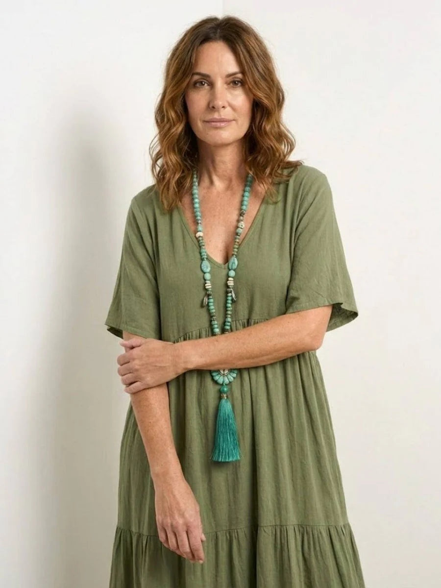 Esperanza | Vestido Largo Fiesta Escote V Volantes