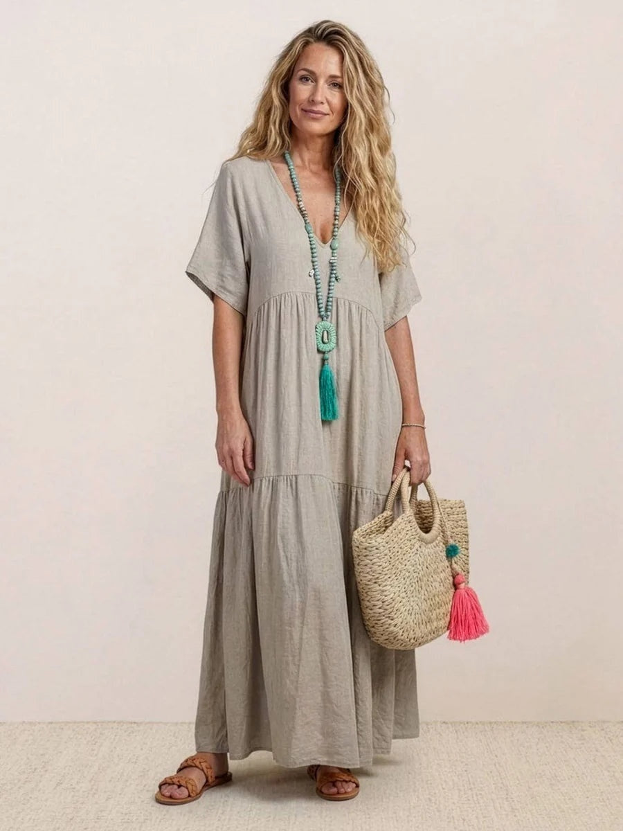 Esperanza | Vestido Largo Fiesta Escote V Volantes