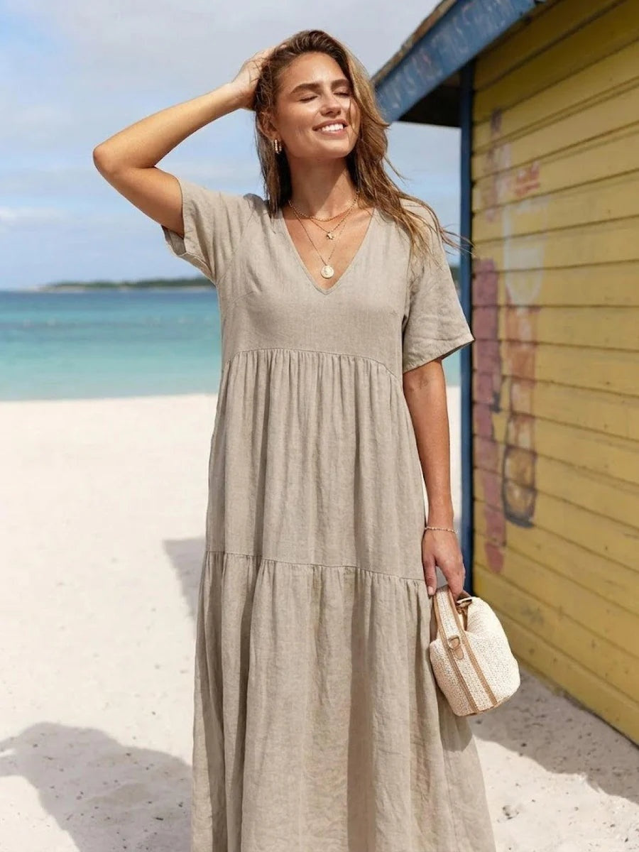 Esperanza | Vestido Largo Fiesta Escote V Volantes