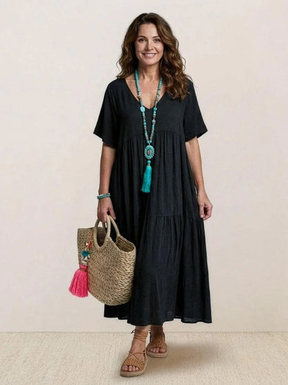 Esperanza | Vestido Largo Fiesta Escote V Volantes