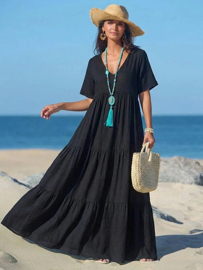 Esperanza | Vestido Largo Fiesta Escote V Volantes