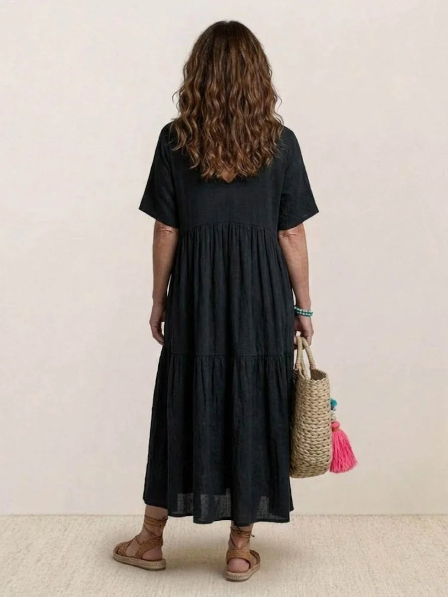 Esperanza | Vestido Largo Fiesta Escote V Volantes