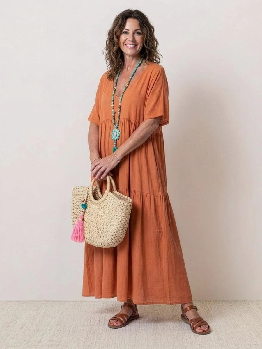 Esperanza | Vestido Largo Fiesta Escote V Volantes
