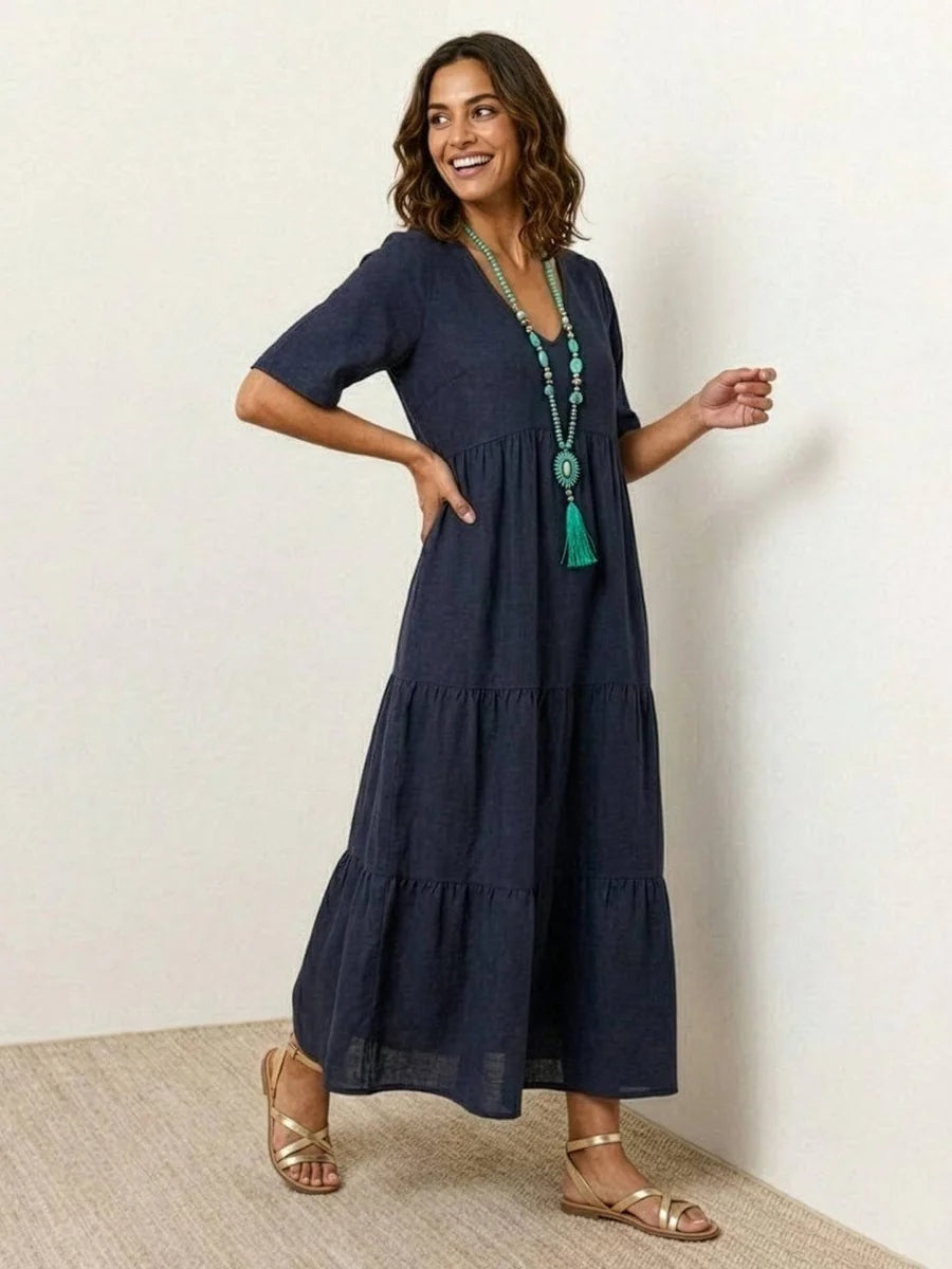 Esperanza | Vestido Largo Fiesta Escote V Volantes