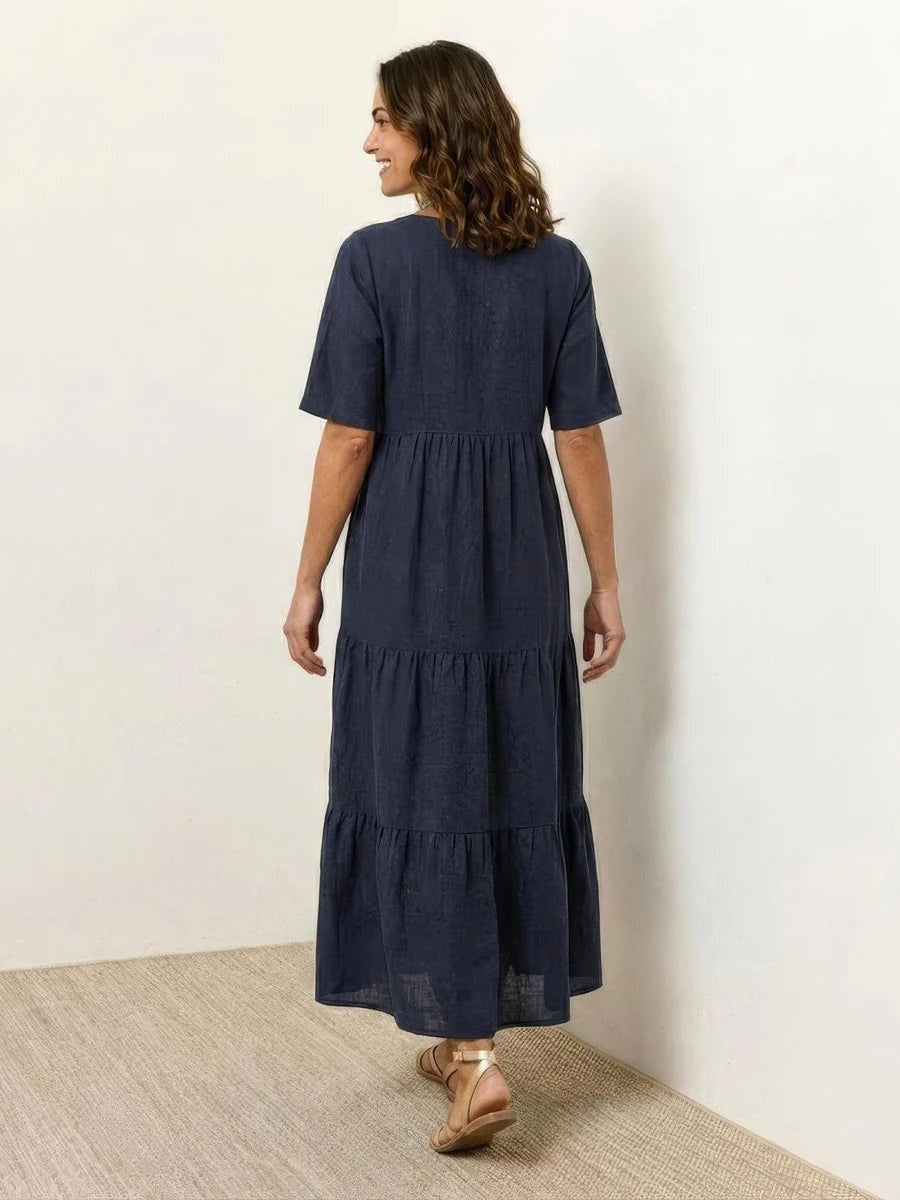 Esperanza | Vestido Largo Fiesta Escote V Volantes
