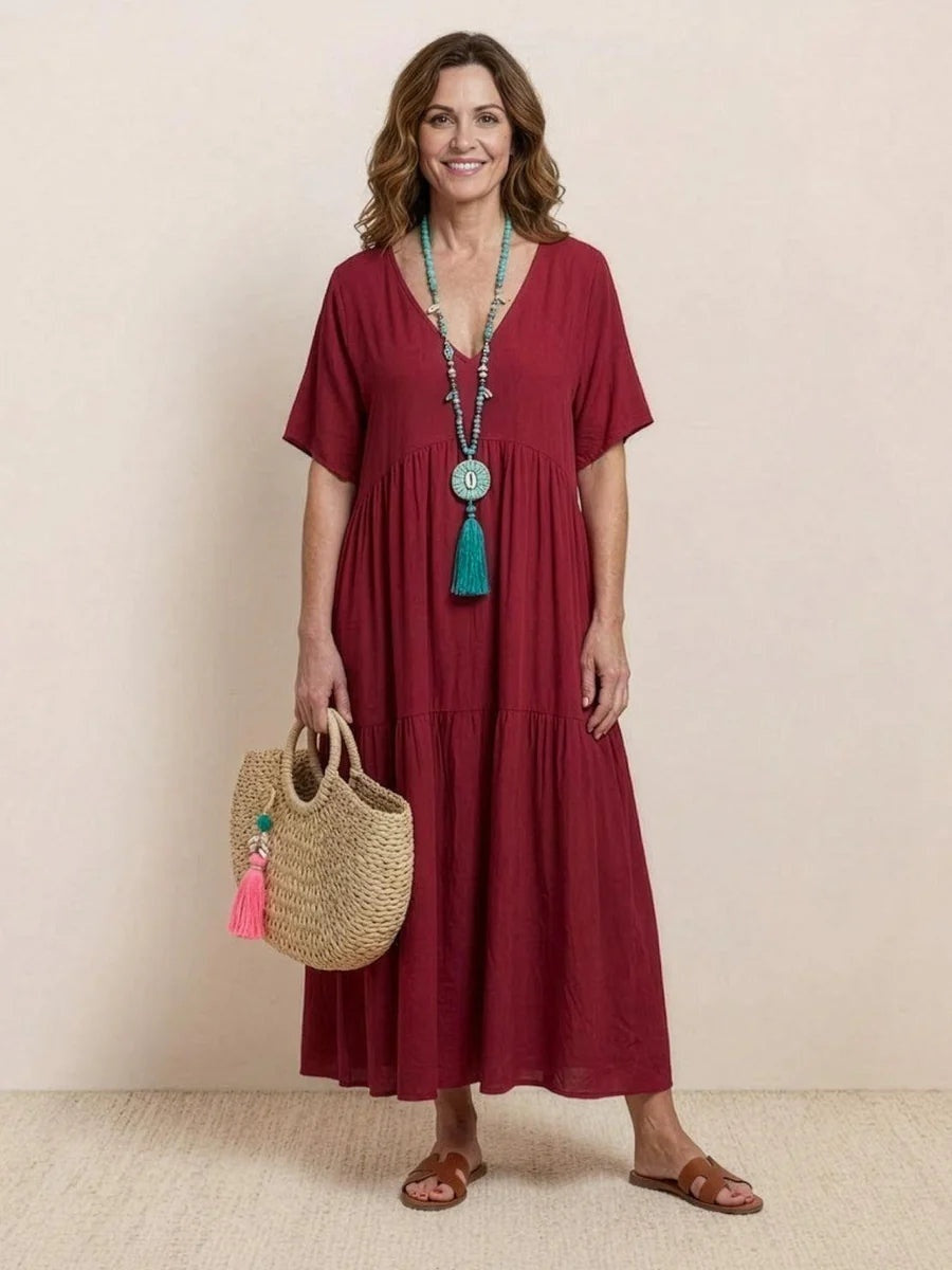 Esperanza | Vestido Largo Fiesta Escote V Volantes