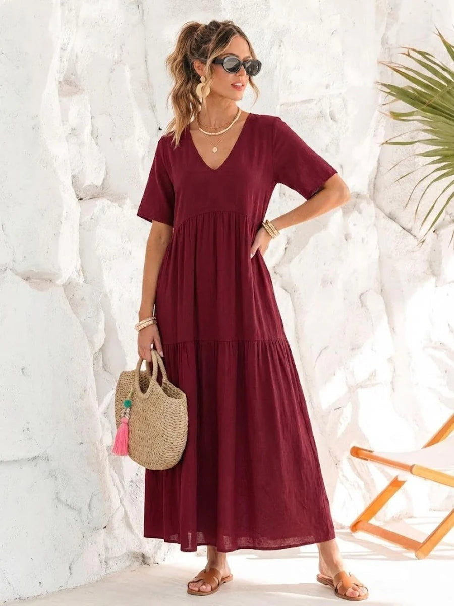 Esperanza | Vestido Largo Fiesta Escote V Volantes