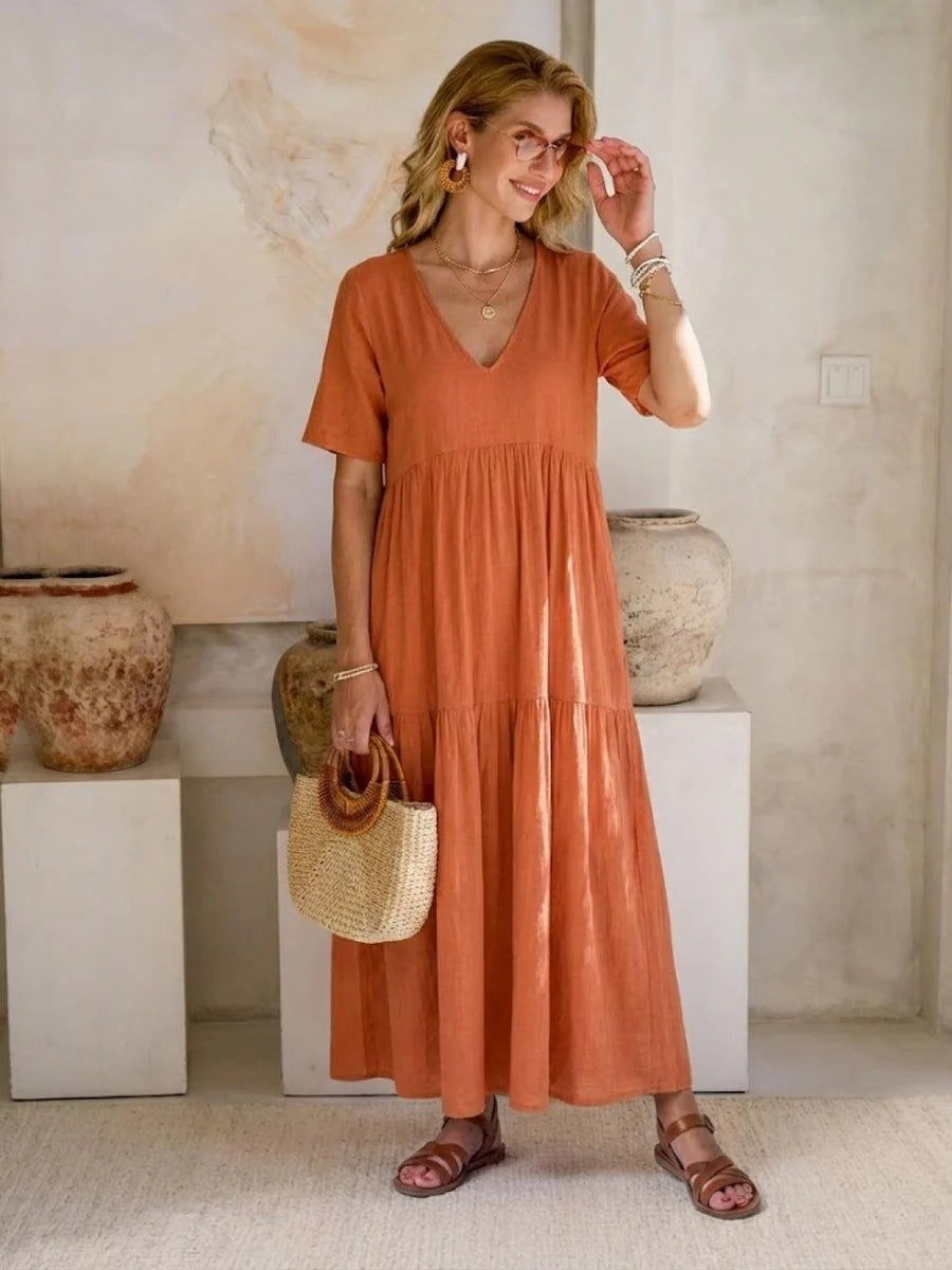 Esperanza | Vestido Largo Fiesta Escote V Volantes