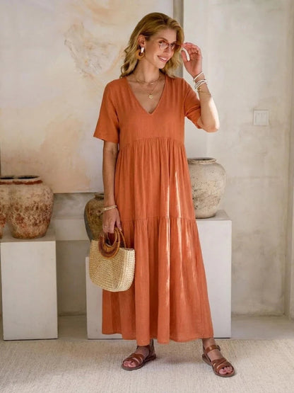 Esperanza | Vestido Largo Fiesta Escote V Volantes