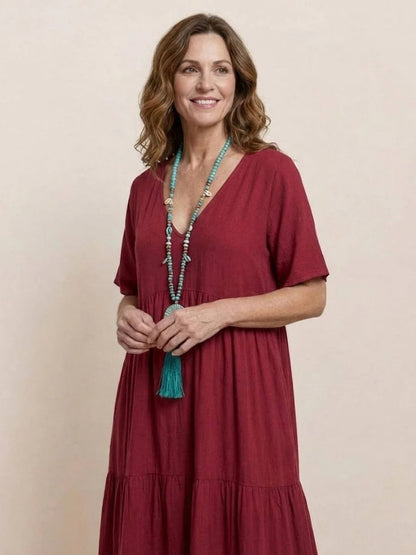 Esperanza | Vestido Largo Fiesta Escote V Volantes