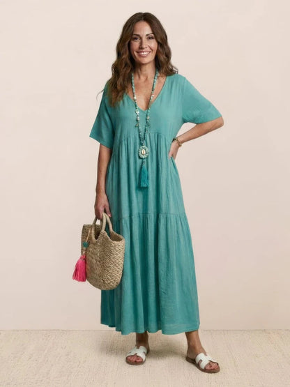 Esperanza | Vestido Largo Fiesta Escote V Volantes